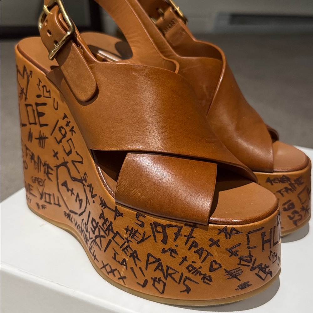 Chloe Brown Wedge Sandals